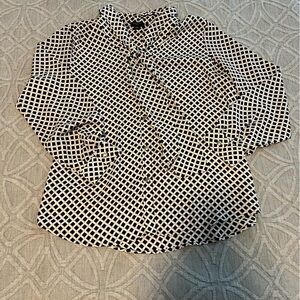 Ann Taylor blouse with neck tie and gold button detail MP